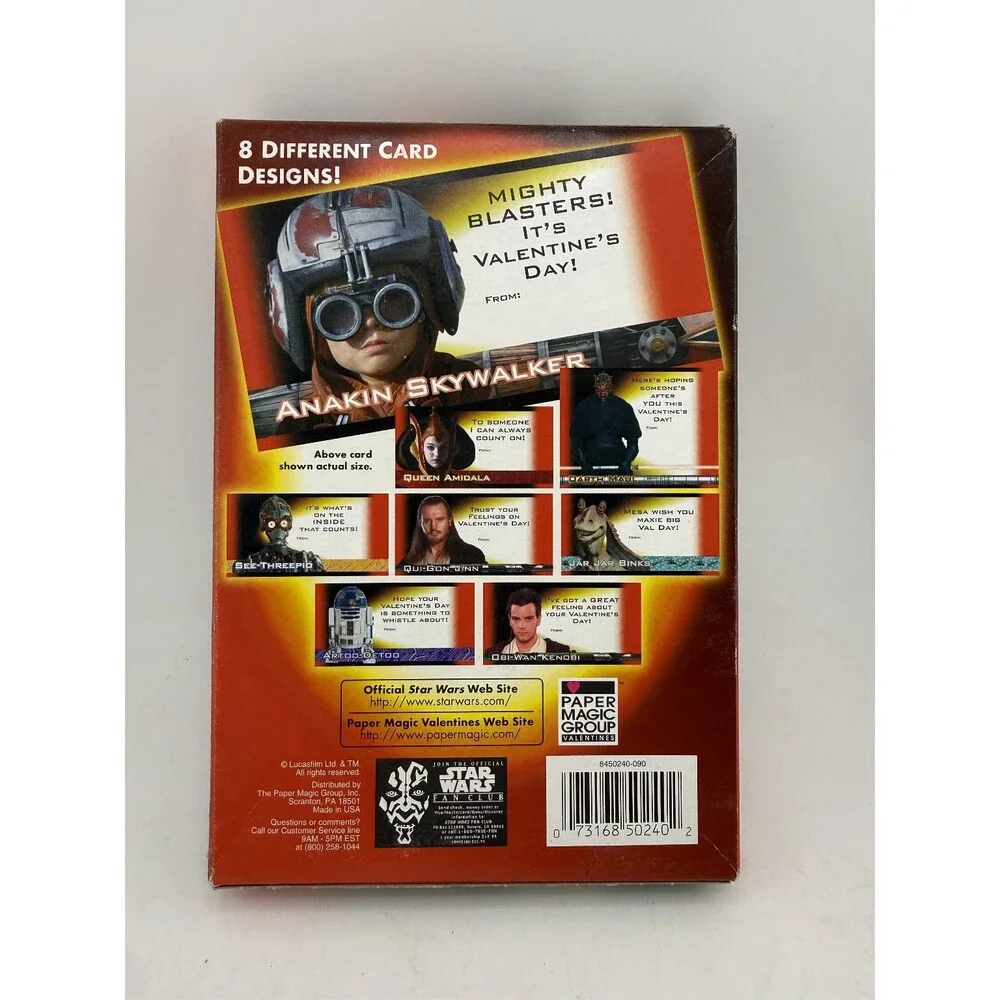 Star Wars Valentines Vintage Episode I Fold Seal 32 Card Set Paper Magic